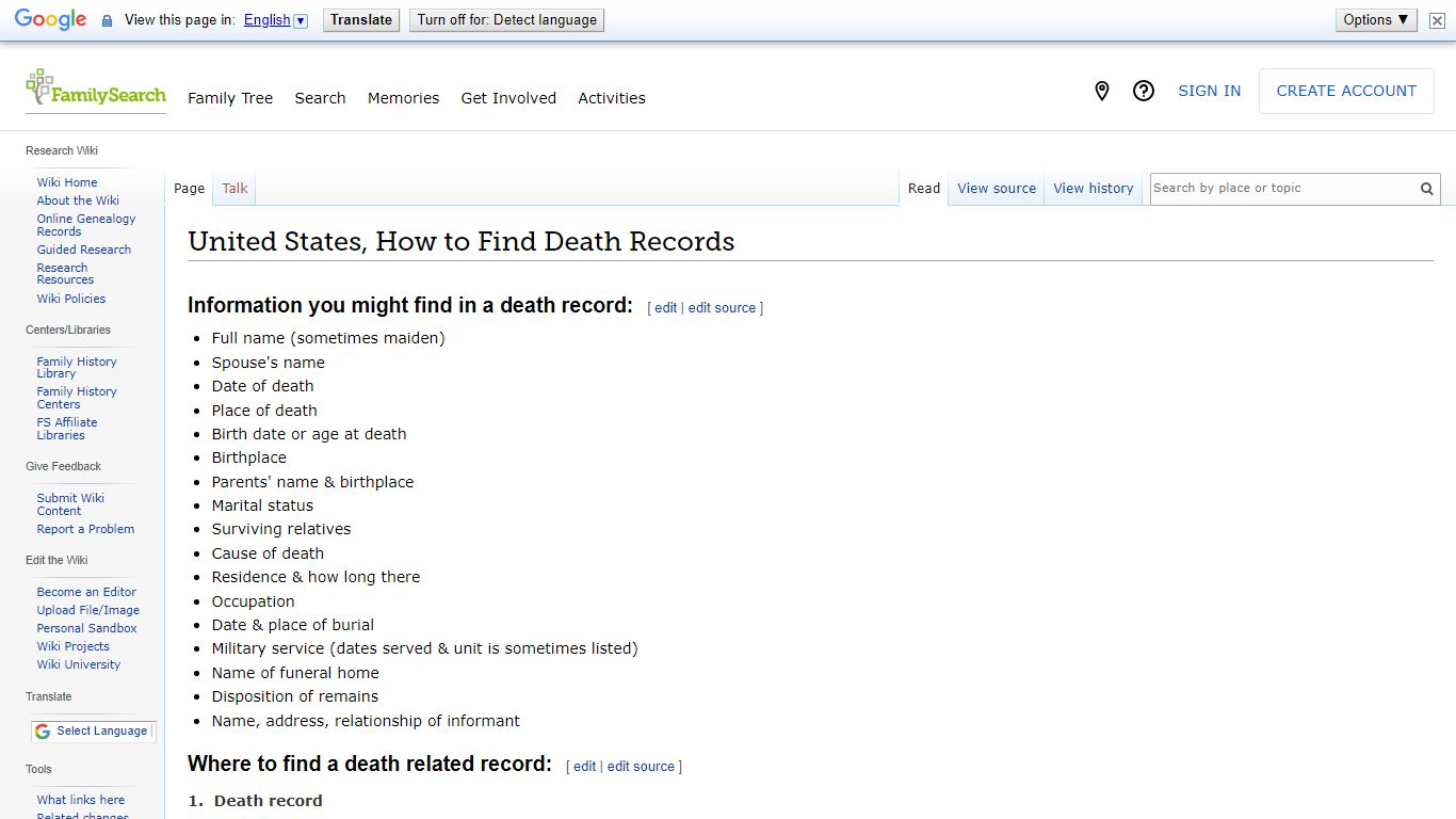 United States, How to Find Death Records • FamilySearch